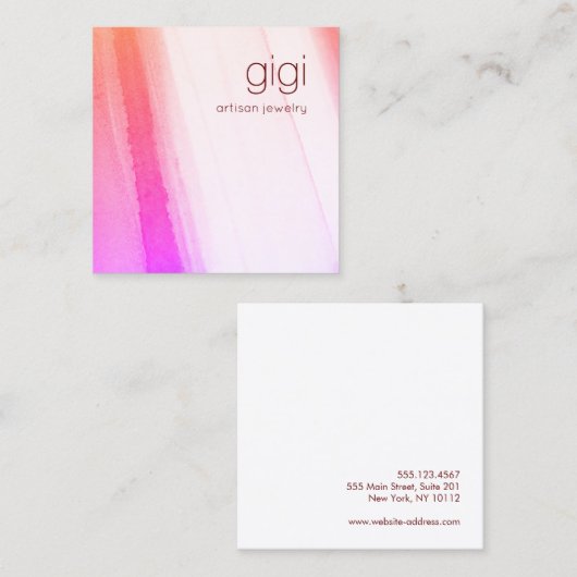 Abstrakte Farbe Rosa Kunst Quadratische Visitenkarte (Vorne/Hinten)