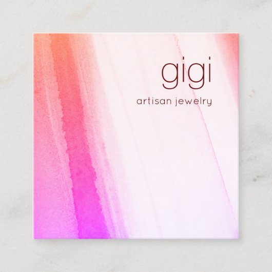 Abstrakte Farbe Rosa Kunst Quadratische Visitenkarte (Vorderseite)