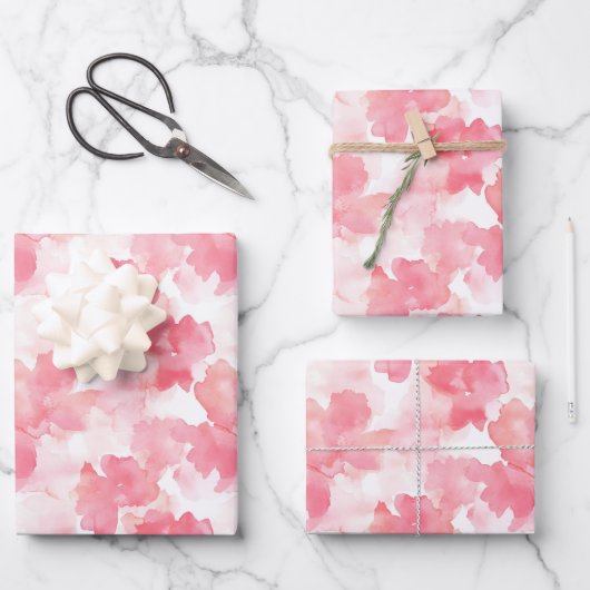 Abstrakte Farbe Rosa und Weiß Geschenkpapier Set (Vorderseite)