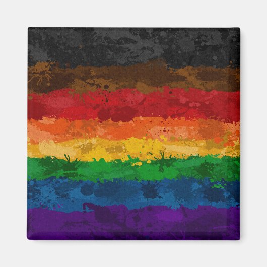 Abstrakte Farbe Spritzer inklusive Regenbogenflagg Magnet (Vorne)
