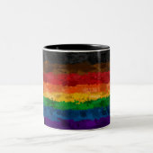 Abstrakte Farbe Spritzer inklusive Regenbogenflagg Zweifarbige Tasse (Mittel)