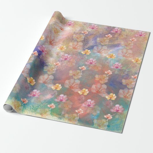 Abstrakte Farbe und Blume Geschenkpapier (Ungerollt)