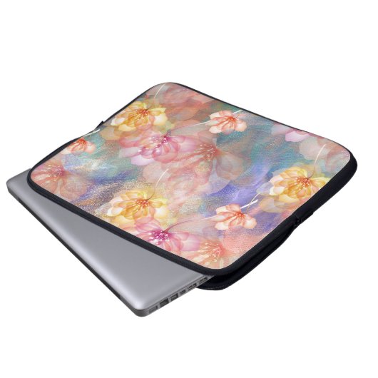 Abstrakte Farbe und Blume Laptopschutzhülle (Vorne Knopf)