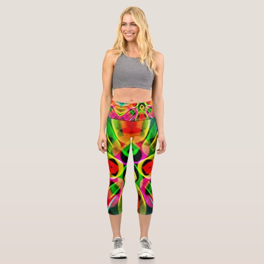 Abstrakte Farben Capri Leggings (Vorderseite)