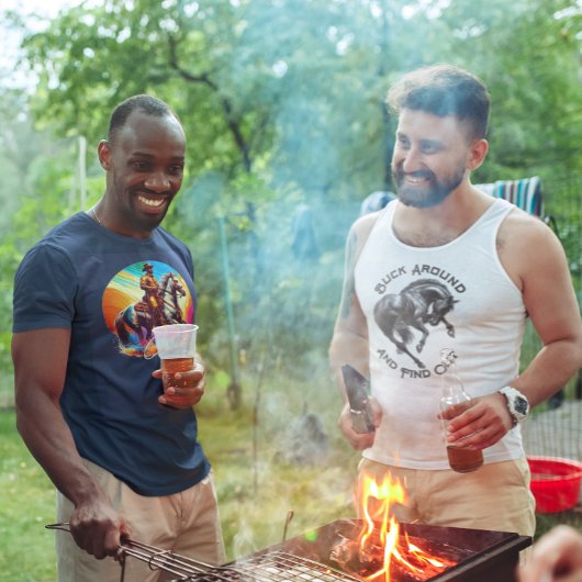 Abstrakte Farben Cowboy und Pferd T-Shirt