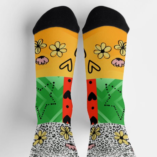 Abstrakte Farben Doodle-Stil angepasst Socken (Oben)