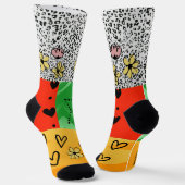 Abstrakte Farben Doodle-Stil angepasst Socken (Gewinkelt)