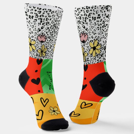 Abstrakte Farben Doodle-Stil angepasst Socken (Gewinkelt)