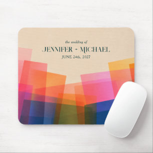 Abstrakte Farben Rosa Lila Navy Hochzeit Mousepad