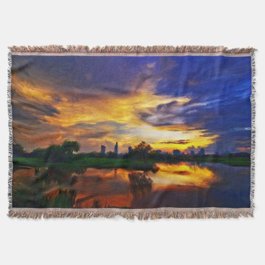 Abstrakte Farben | Saigon Sunset Decke (Vorderseite)