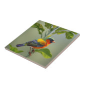 Abstrakte Farben Songbird auf dem Baumzweig Fliese (Seite)