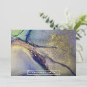 Abstrakte Farben und Gold Alkohol Tinte Flüssigkei Dankeskarte (Stehend Vorderseite)