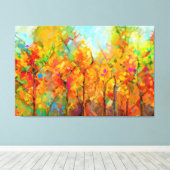 Abstrakte, farbenfrohe Bäume der Waldkanven Leinwanddruck (Insitu (Holzboden))