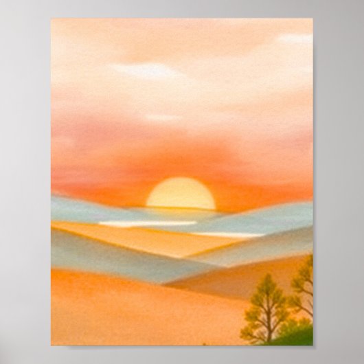 Abstrakte farbenfrohe Berglandschaft-Illustration Poster (Vorne)