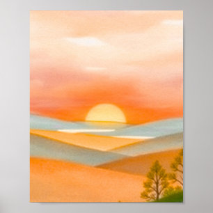 Abstrakte farbenfrohe Berglandschaft-Illustration Poster