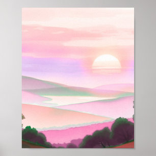 Abstrakte farbenfrohe Berglandschaft-Illustration Poster