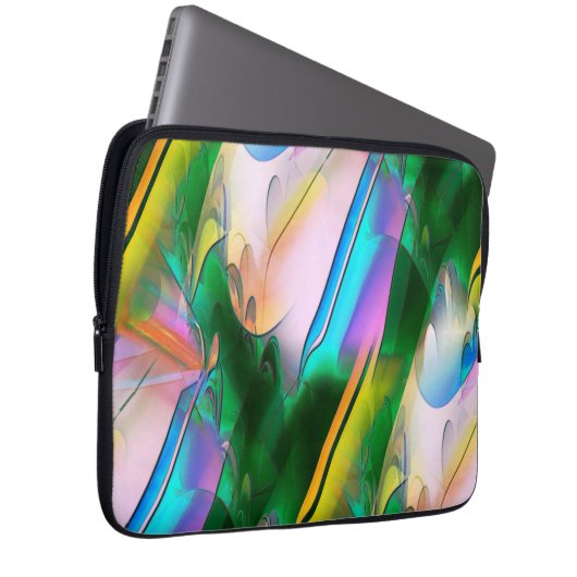 Abstrakte farbenfrohe Blätter im psychedelischen S Laptopschutzhülle (Vorne Rechts)