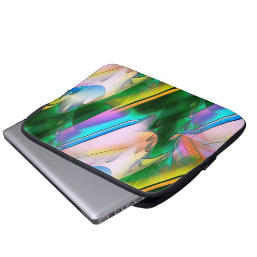 Abstrakte farbenfrohe Blätter im psychedelischen S Laptopschutzhülle (Vorne Knopf)