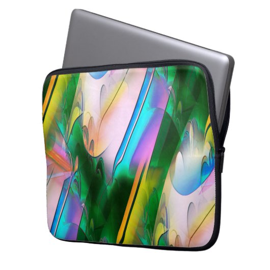 Abstrakte farbenfrohe Blätter im psychedelischen S Laptopschutzhülle (Vorderseite Links)