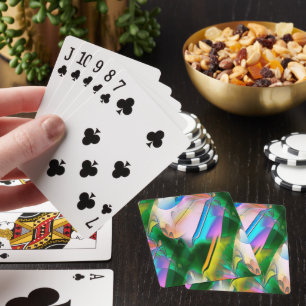 Abstrakte farbenfrohe Blätter im psychedelischen S Spielkarten