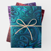 Abstrakte Farbenfrohe Blaue Rote Violette Spirale Geschenkpapier Set (Beispiel)
