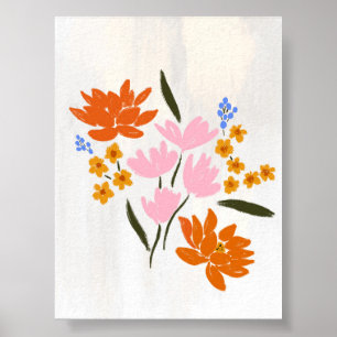 Abstrakte farbenfrohe Blume Bouquet Print Poster