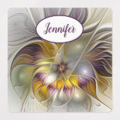 Abstrakte farbenfrohe Blume Moderner Fraktal Name Etiketten (Design 1)
