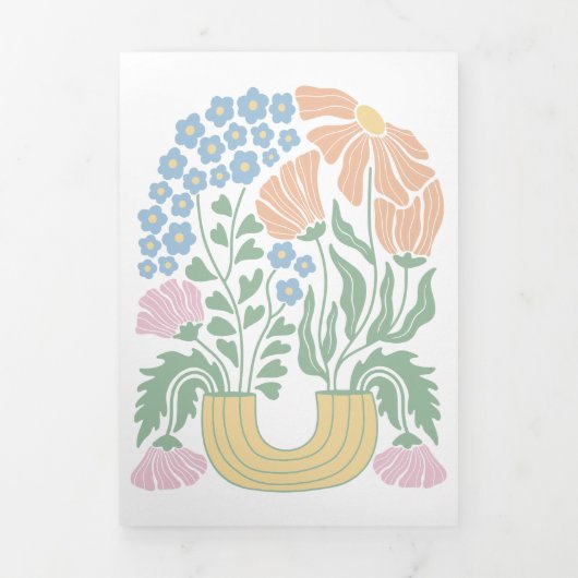 Abstrakte, farbenfrohe Blumenzettel Dreifach Gefaltete Einladung (Cover)