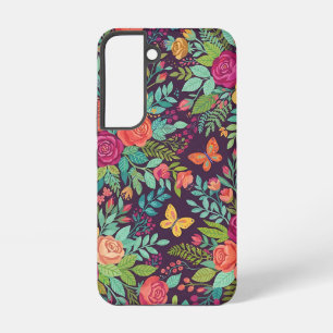 Abstrakte farbenfrohe botanische Rosen Schmetterli Samsung Galaxy Hülle