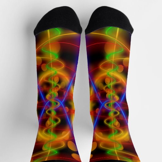 Abstrakte, farbenfrohe Bright Line Kurven Socken (Oben)