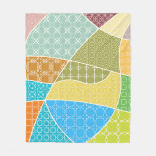 Abstrakte, farbenfrohe Doodle-Muster im Mosaikstil Fleecedecke