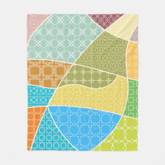 Abstrakte, farbenfrohe Doodle-Muster im Mosaikstil Fleecedecke (Vorderseite)