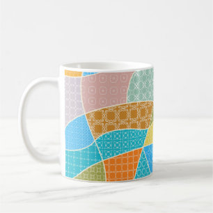 Abstrakte, farbenfrohe Doodle-Muster im Mosaikstil Kaffeetasse