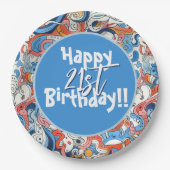 Abstrakte, farbenfrohe Doodles Pappteller (Vorderseite)