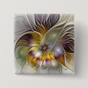 Abstrakte farbenfrohe Fantasy-Blume moderne Frakta Button