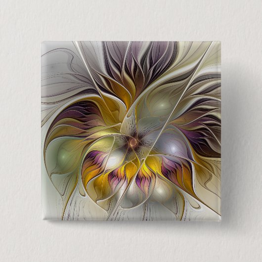 Abstrakte farbenfrohe Fantasy-Blume moderne Frakta Button (Vorderseite)