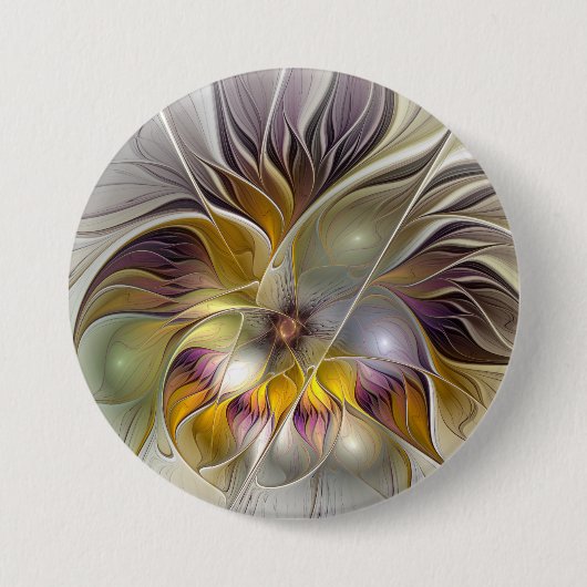 Abstrakte farbenfrohe Fantasy-Blume moderne Frakta Button (Vorderseite)