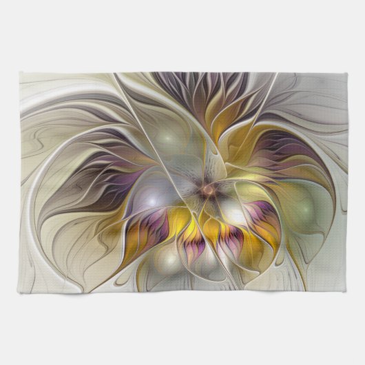Abstrakte farbenfrohe Fantasy-Blume moderne Frakta Geschirrtuch (Horizontal)