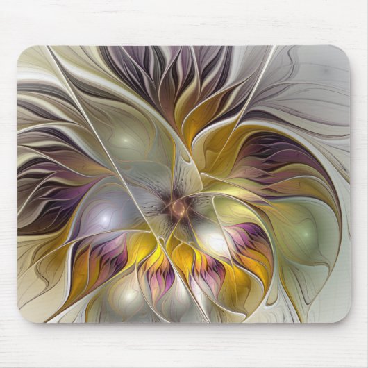 Abstrakte farbenfrohe Fantasy-Blume moderne Frakta Mousepad (Vorne)