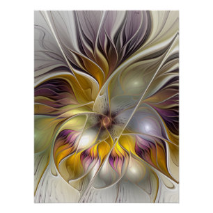 Abstrakte farbenfrohe Fantasy-Blume moderne Frakta Poster