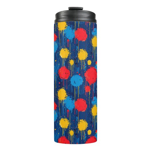 Abstrakte farbenfrohe Farbspritzer Thermosbecher (Vorderseite)