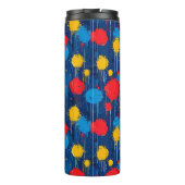 Abstrakte farbenfrohe Farbspritzer Thermosbecher (Rückseite)
