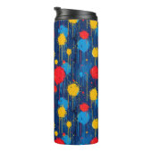 Abstrakte farbenfrohe Farbspritzer Thermosbecher (Nach rechts gedreht)
