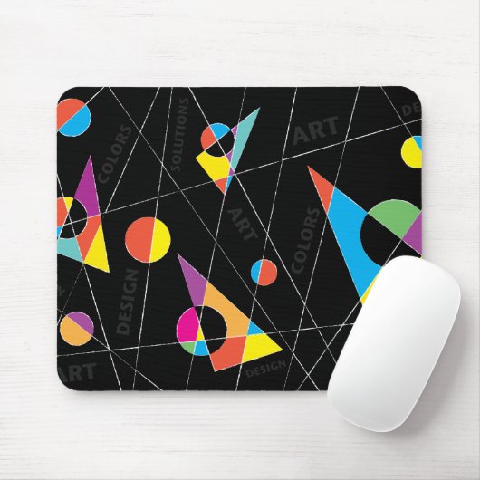Abstrakte, farbenfrohe Formen auf schwarzem Hinter Mousepad (Mit Mouse)