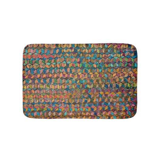 Abstrakte farbenfrohe geometrische Patchworkarbeit Badematte (Vorderseite)