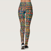 Abstrakte farbenfrohe geometrische Patchworkarbeit Leggings (Rückseite)