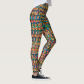 Abstrakte farbenfrohe geometrische Patchworkarbeit Leggings (Rechts)