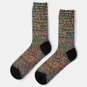 Abstrakte farbenfrohe geometrische Patchworkarbeit Socken (Linkes Detail)