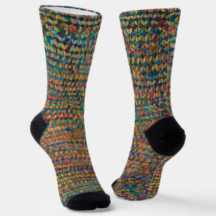 Abstrakte farbenfrohe geometrische Patchworkarbeit Socken