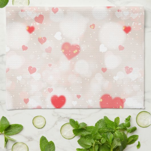 Abstrakte Farbenfrohe Herz Muster Küchentücher (Gefaltet)